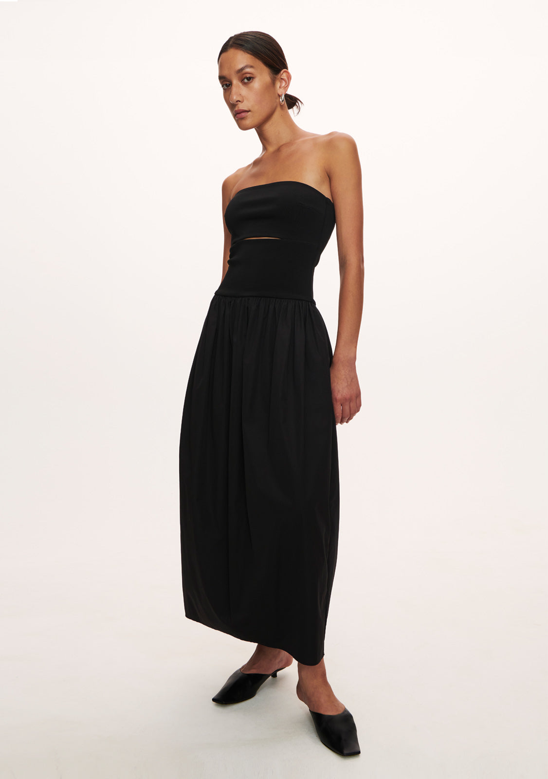 Knit Cotton Strapless Midi Dress ...